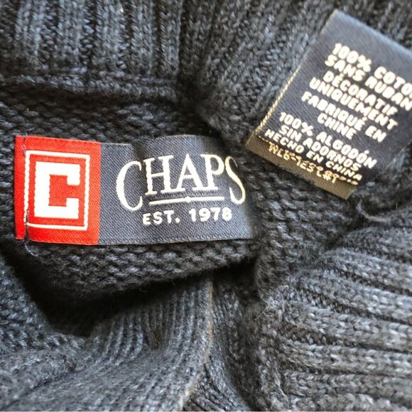 Chaps Mens Sweater Size XL Long Sleeve High Neck Henley Long Sleeve Blue Knit - Picture 6 of 13